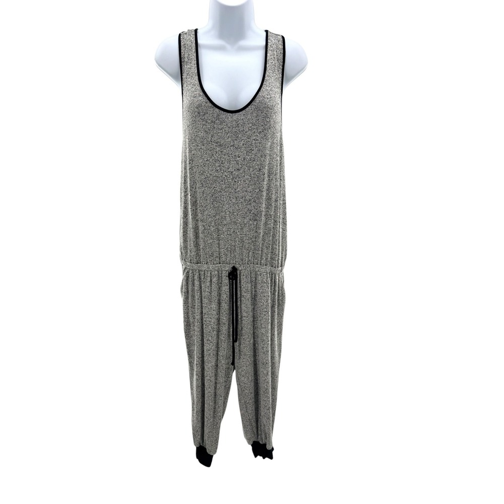 Poetry Clothing Jogger Jumpsuit L Large Gray Space Dye Knit Tank Romper Pockets